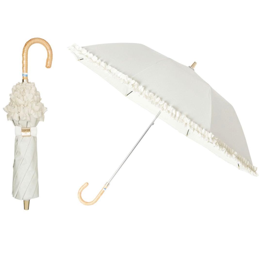 LANVIN en Blue 遮光 晴雨兼用折りたたみ日傘　ドビーフリル