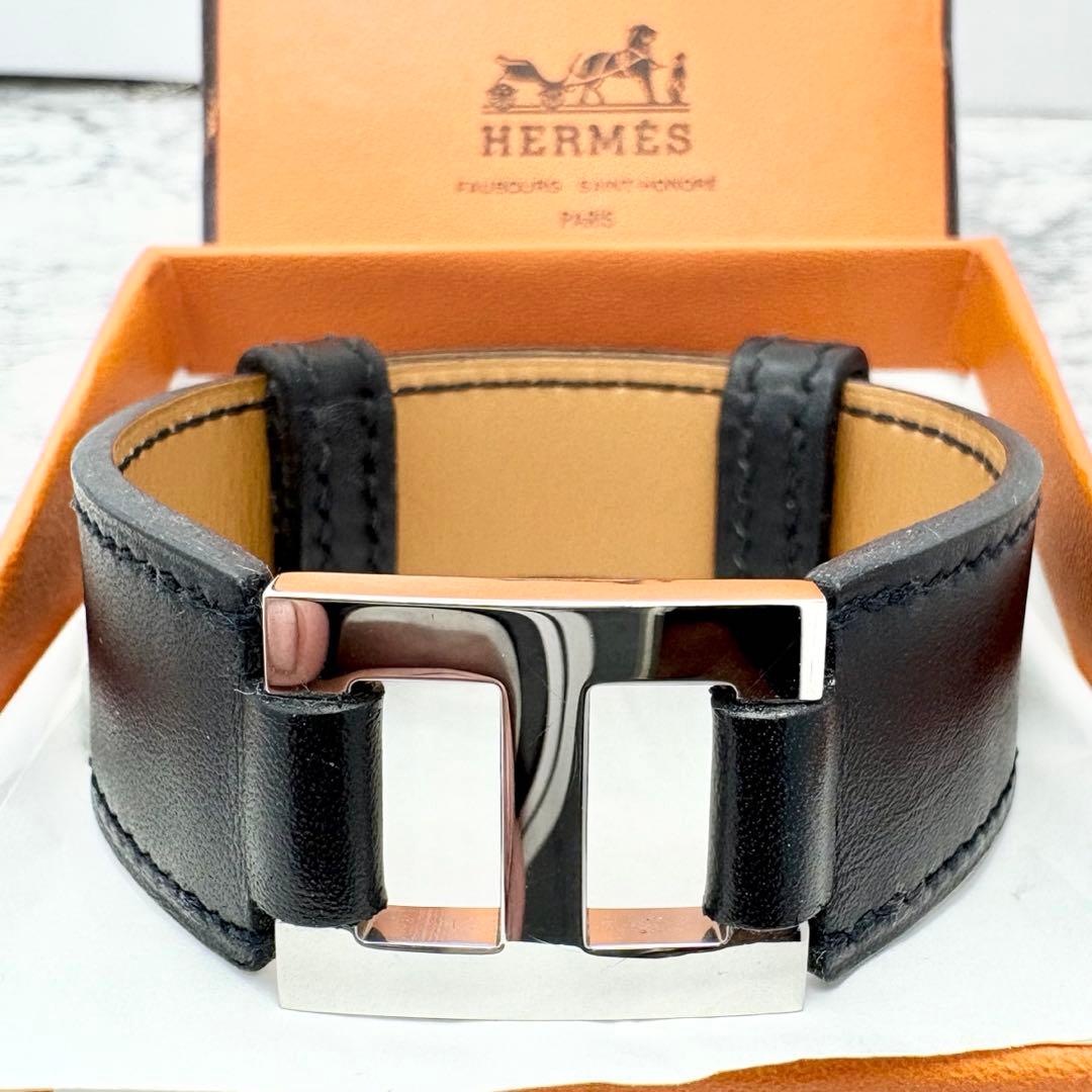 【極美品】 HERMES エルメス H バングル ブレスレット レザー