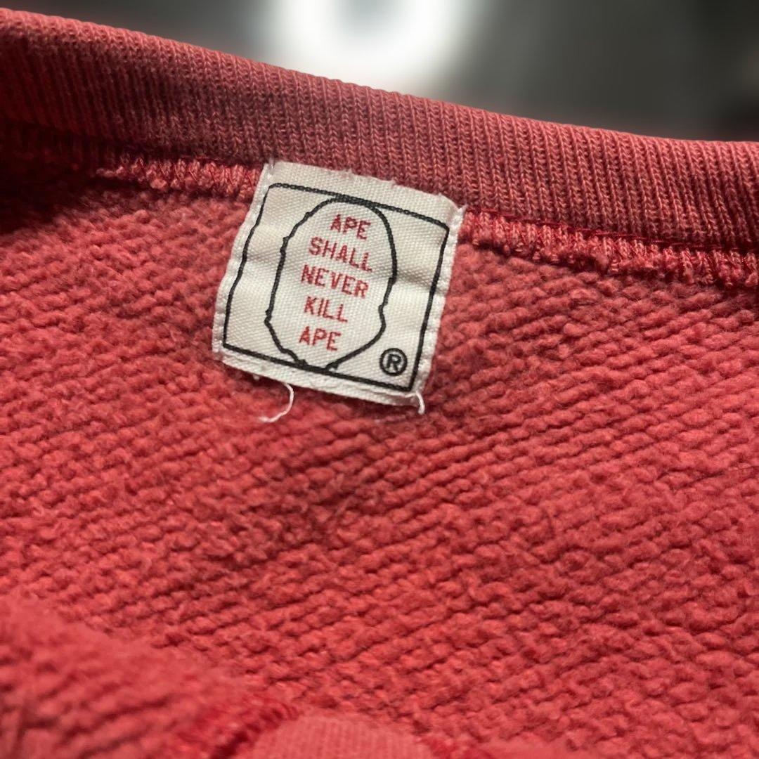 A BATHING APE 赤 トレーナー　初期　カレッジロゴ　リバースウィーブ