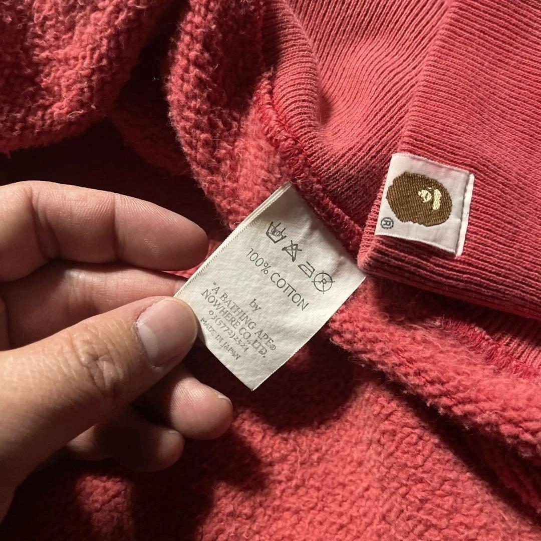 A BATHING APE 赤 トレーナー　初期　カレッジロゴ　リバースウィーブ