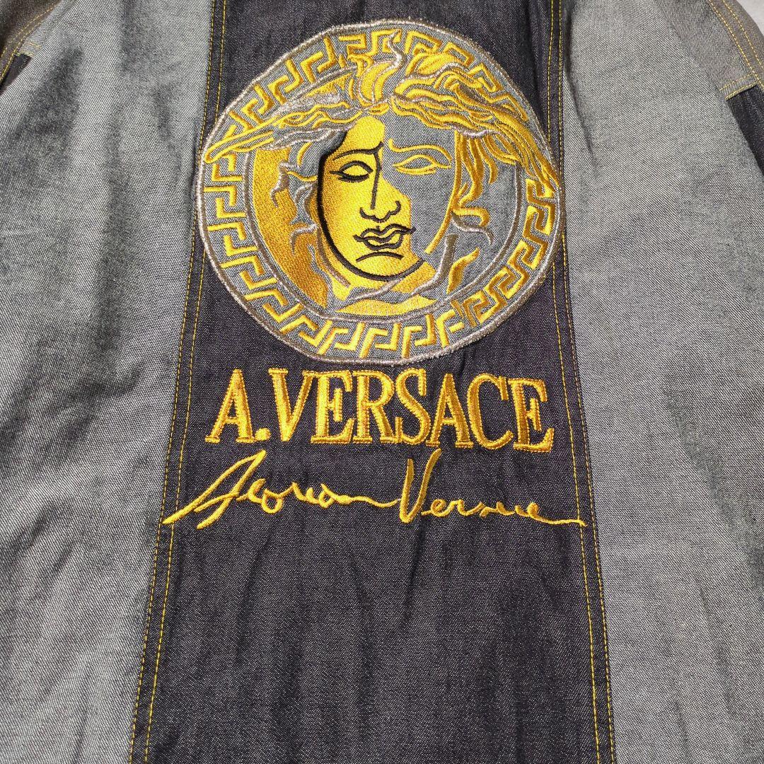 【90s_vintage】A.VERSACE シャンブレー刺繍Jacket