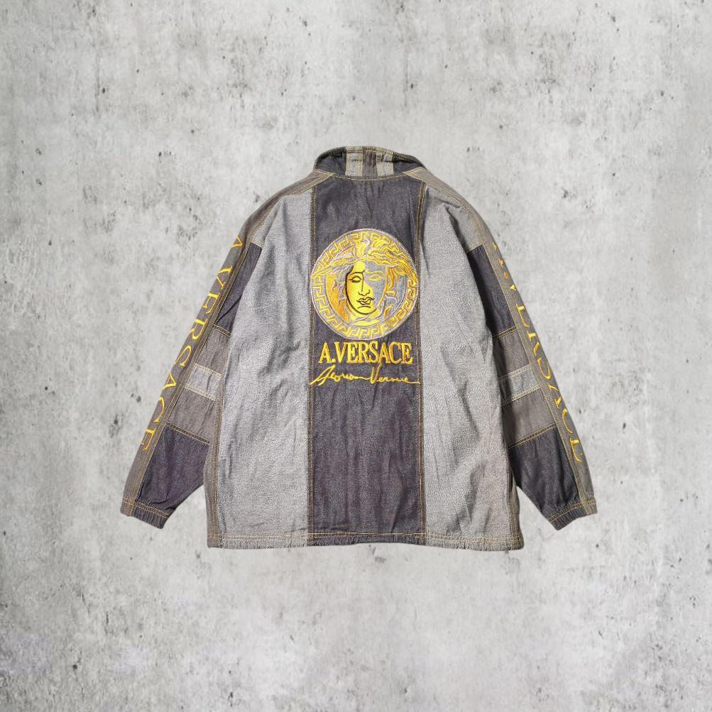 【90s_vintage】A.VERSACE シャンブレー刺繍Jacket