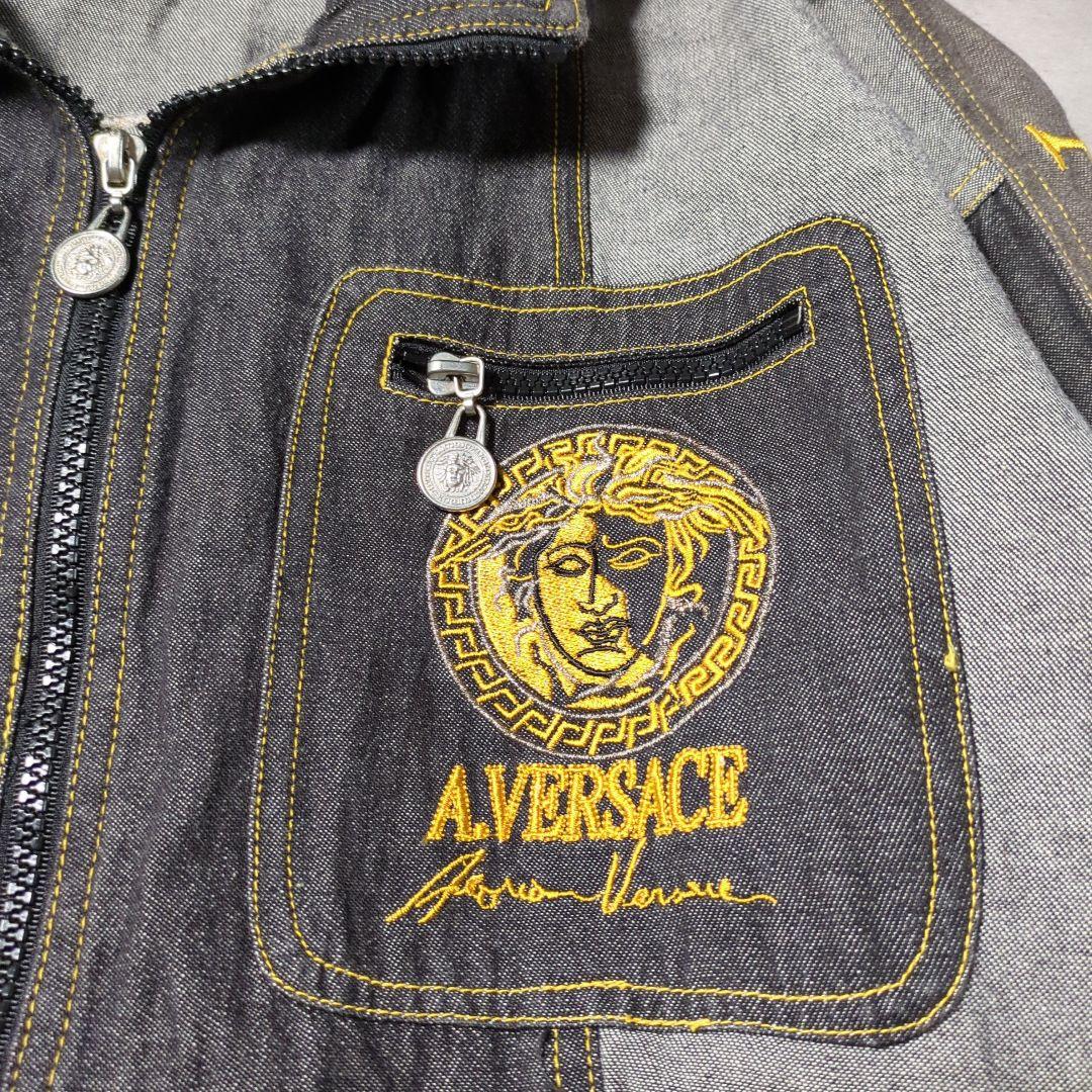 【90s_vintage】A.VERSACE シャンブレー刺繍Jacket