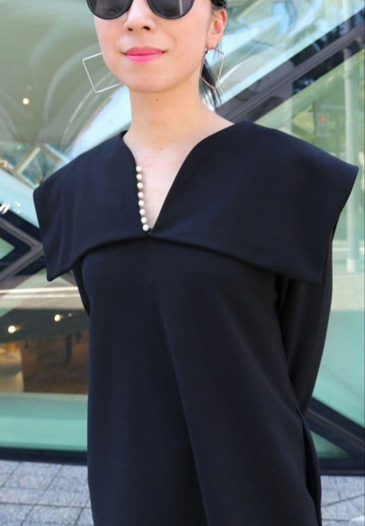 美品 MARIA セーラーパールドレス ワンピース　パール　ブラック