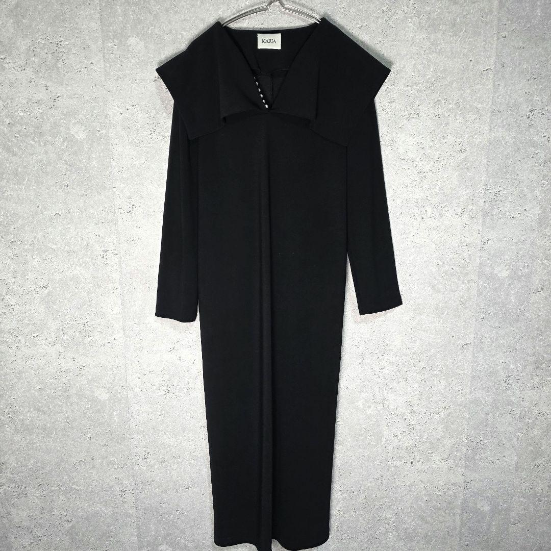 美品 MARIA セーラーパールドレス ワンピース　パール　ブラック