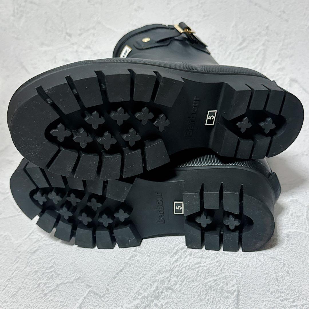 Barbour ブラック レインブーツ　ミドル丈