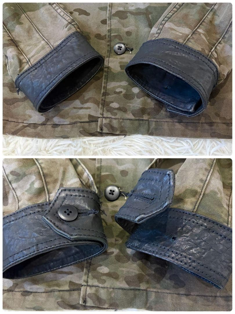 イサムカタヤマ バックラッシュ M-65 ミリタリージャケット レザー切替 L