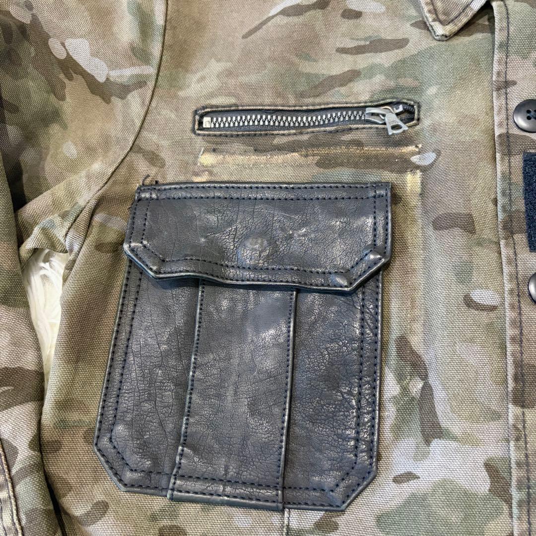 イサムカタヤマ バックラッシュ M-65 ミリタリージャケット レザー切替 L