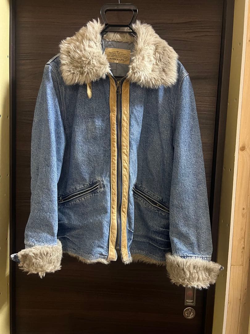 AVIREXアビレックス　Gジャンデニムジャケット　襟袖ボア付き　ヒジテツ様