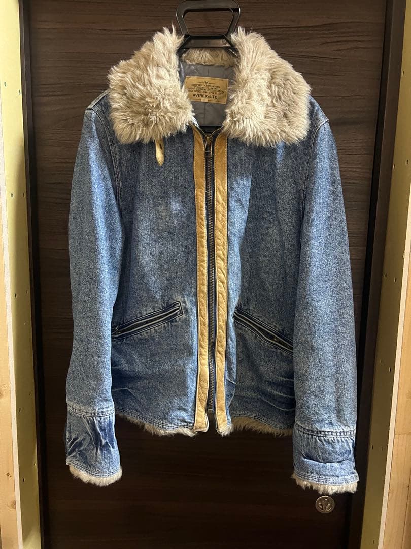 AVIREXアビレックス　Gジャンデニムジャケット　襟袖ボア付き　ヒジテツ様