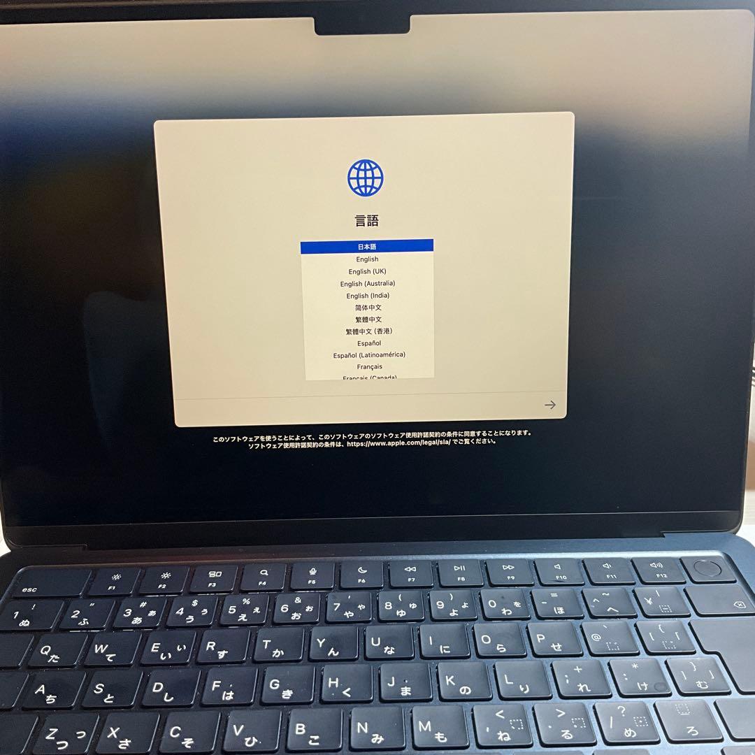 M2チップ搭載13型MacBook Air ミッドナイト　最大容量100%