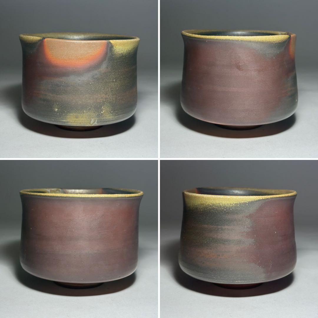 ◆ 【徳田陶春】作 備前茶碗 四方桟共箱 共布 栞 茶道具 未使用品 本物保証◆