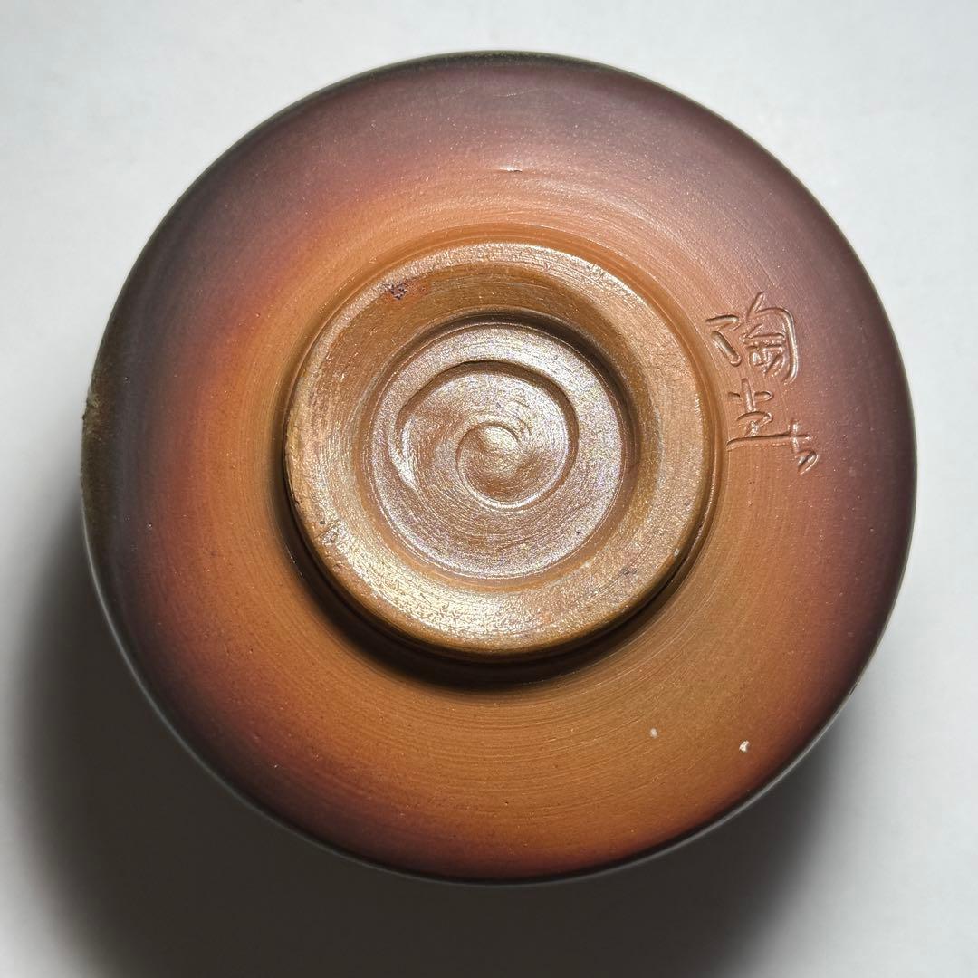 ◆ 【徳田陶春】作 備前茶碗 四方桟共箱 共布 栞 茶道具 未使用品 本物保証◆