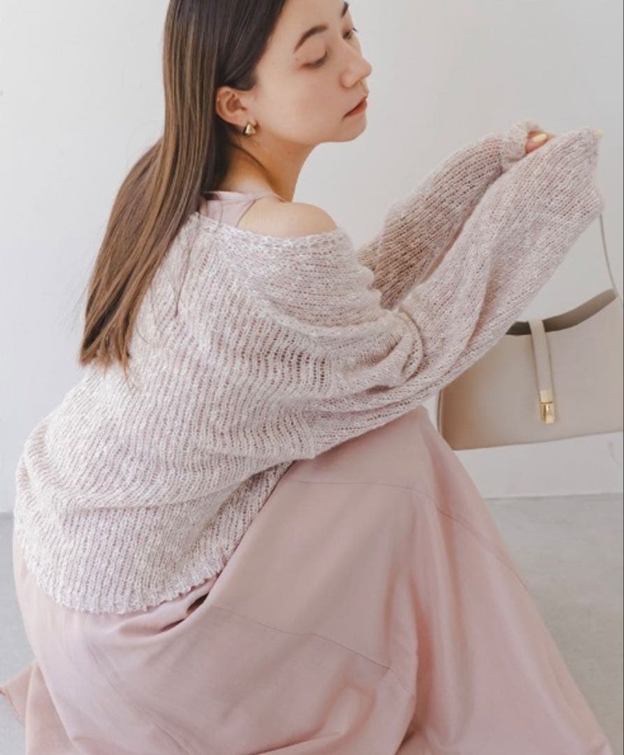 スナイデル スラブニットセットシアーワンピース ピンク 1