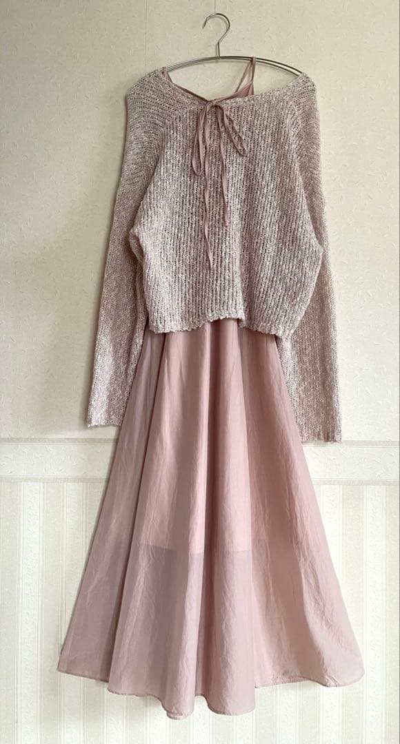 スナイデル スラブニットセットシアーワンピース ピンク 1