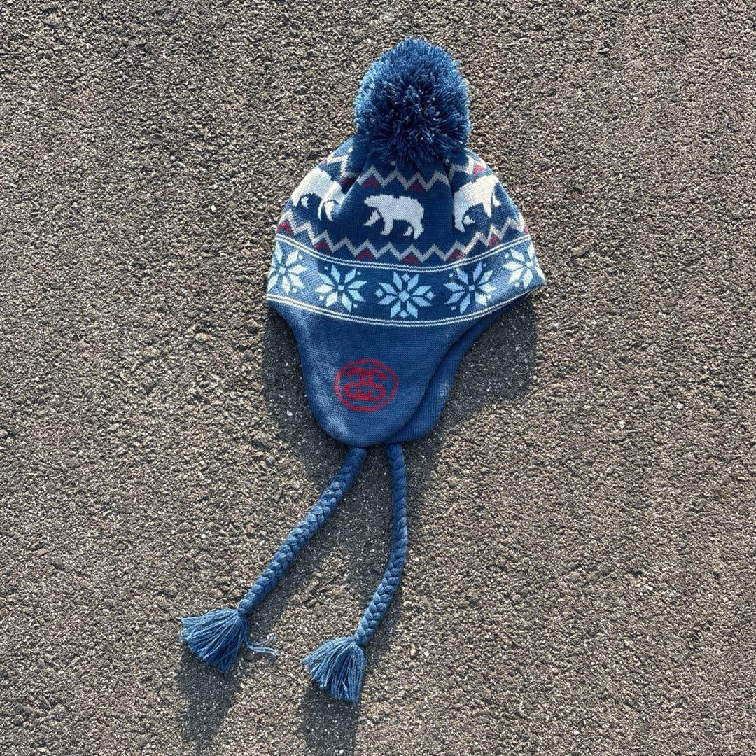 【美品】old stussy 90s 耳付き ニット帽　スノーボード