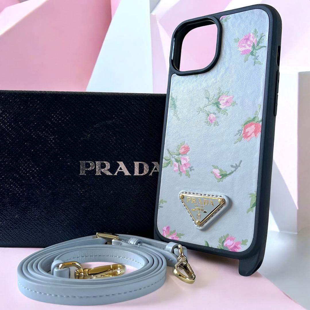 極美品✨プラダ iPhone15ケース 花柄 日本限定 ショルダーストラップ付