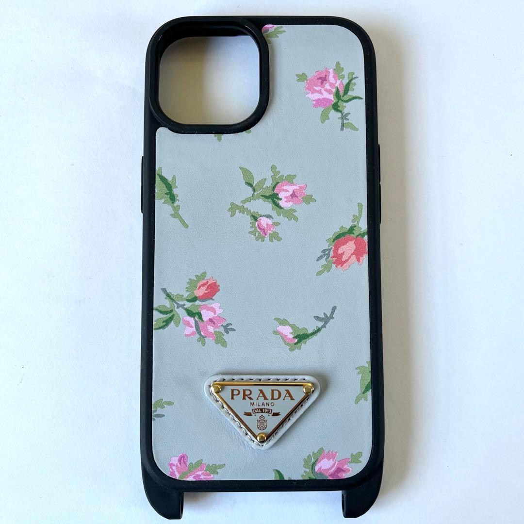 極美品✨プラダ iPhone15ケース 花柄 日本限定 ショルダーストラップ付