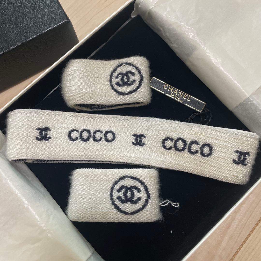 【B2】石原 CHANEL Coco シャネル ヘア・リストバンド 白