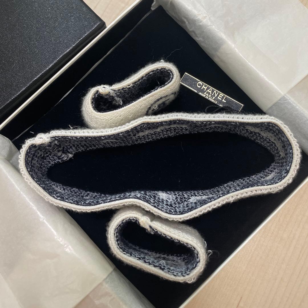 【B2】石原 CHANEL Coco シャネル ヘア・リストバンド 白