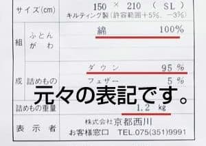 京都西川 ローズ羽毛ふとん (掛け布団)