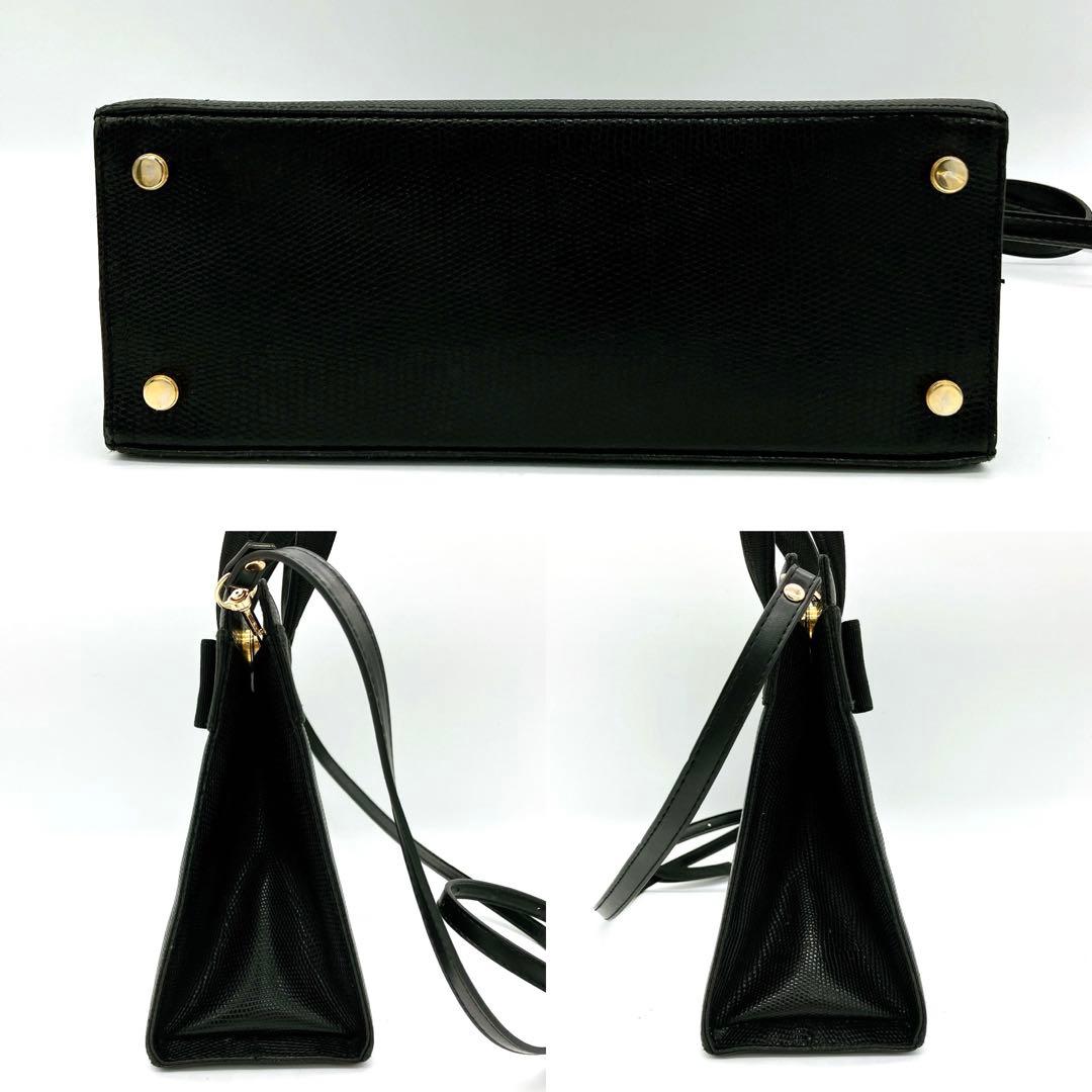 【Salvatore Ferragamo】ハンドバッグ レザー　リザード　黒