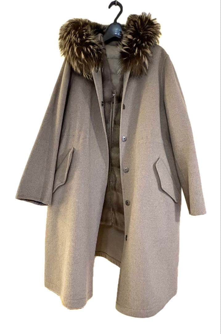 ディノス　damaダーマコレクション　ファー付きロングコート　ミンク