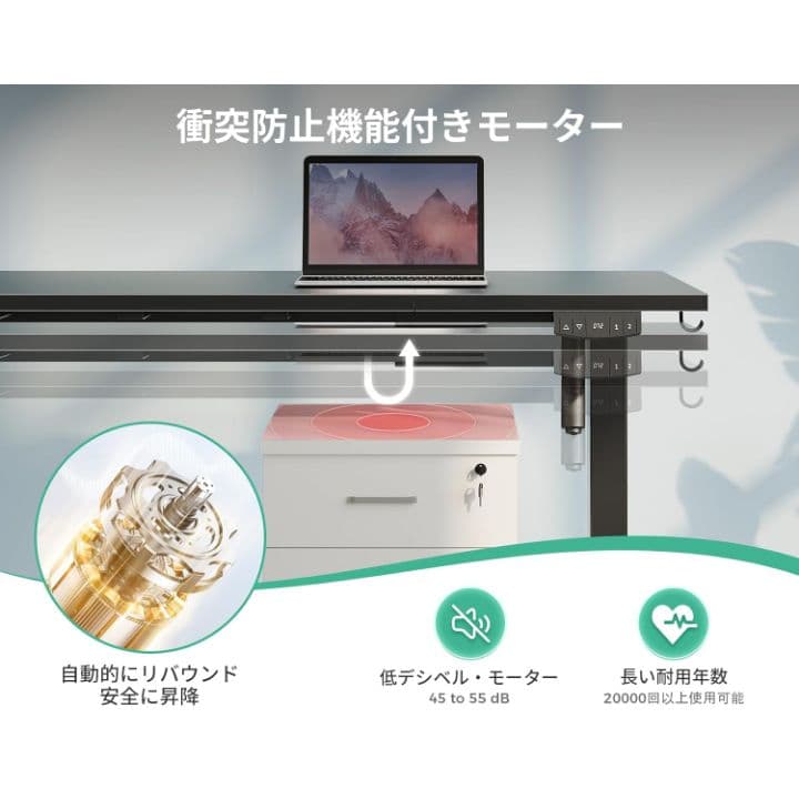 AODK 昇降デスク 電動 幅140*70 ゲーミングデスク パソコンデスク