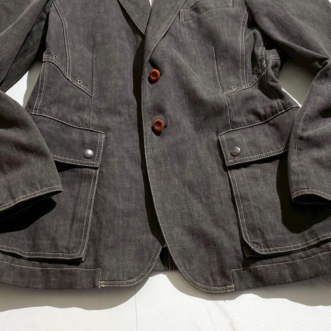 【美品✨】ポールスミスコレクション デニム テーラードジャケット グレー XL