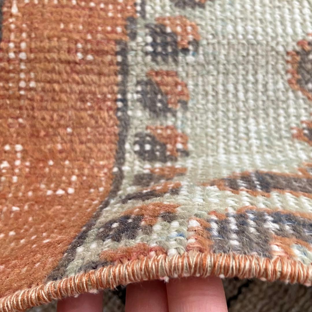 アヴァノス 42×82くすみオレンジ　ブラウニーブラウン　トルコヴィンテージラグ