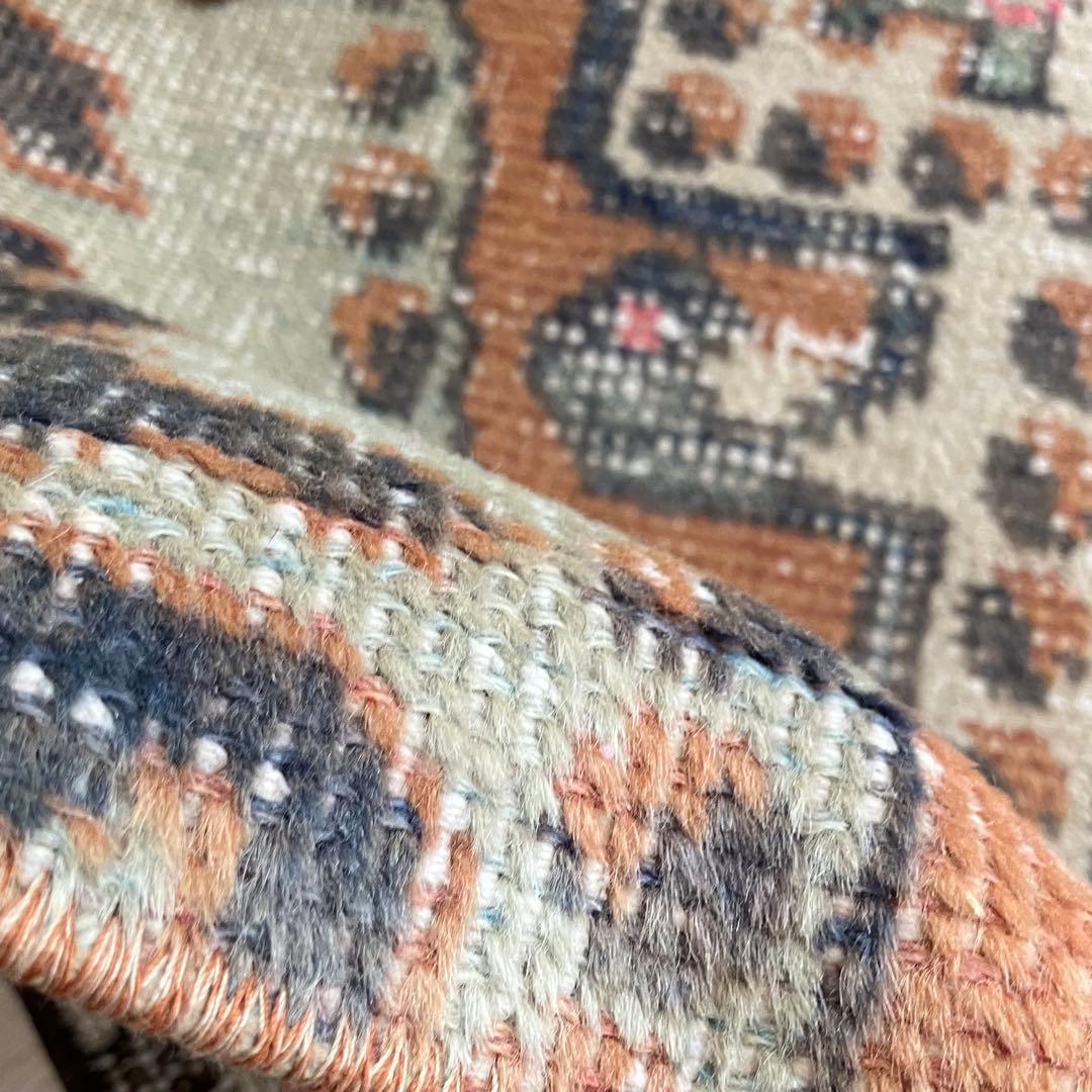 アヴァノス 42×82くすみオレンジ　ブラウニーブラウン　トルコヴィンテージラグ