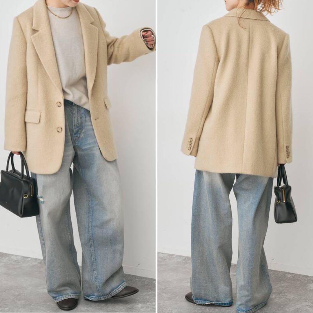 【美品】スピック&スパン 25AW モヘヤブレンドシャギージャケット ベージュ