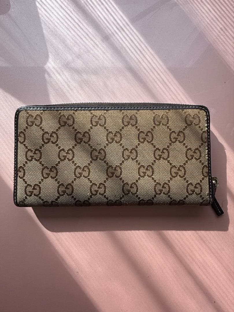 GUCCI GGキャンバス 長財布 ベージュ/ブラック