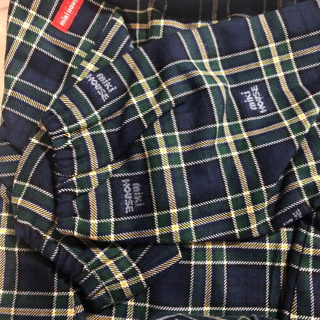 ミキハウス☆新品☆70☆ベア刺繍☆カバーオール☆グリーンチェック