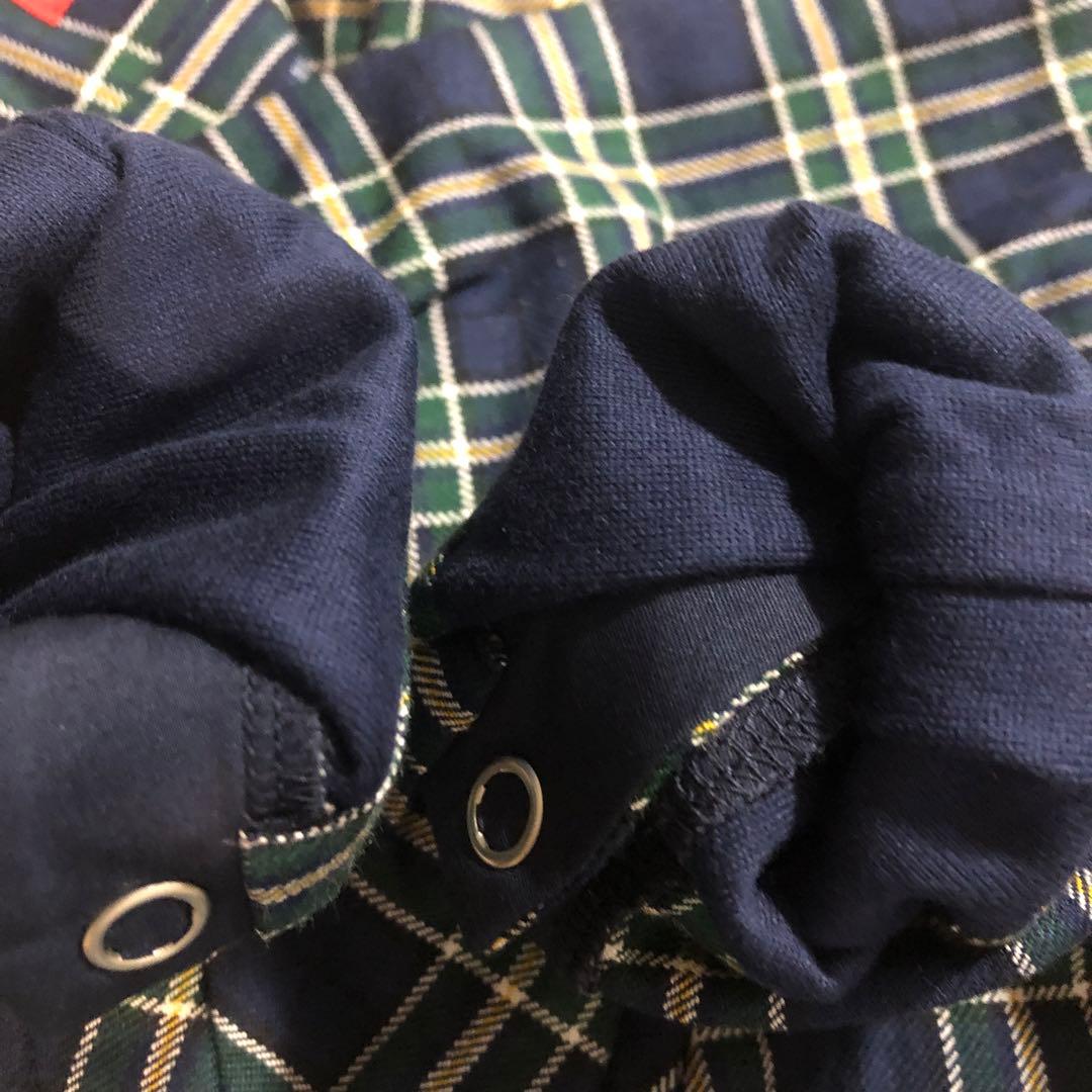 ミキハウス☆新品☆70☆ベア刺繍☆カバーオール☆グリーンチェック