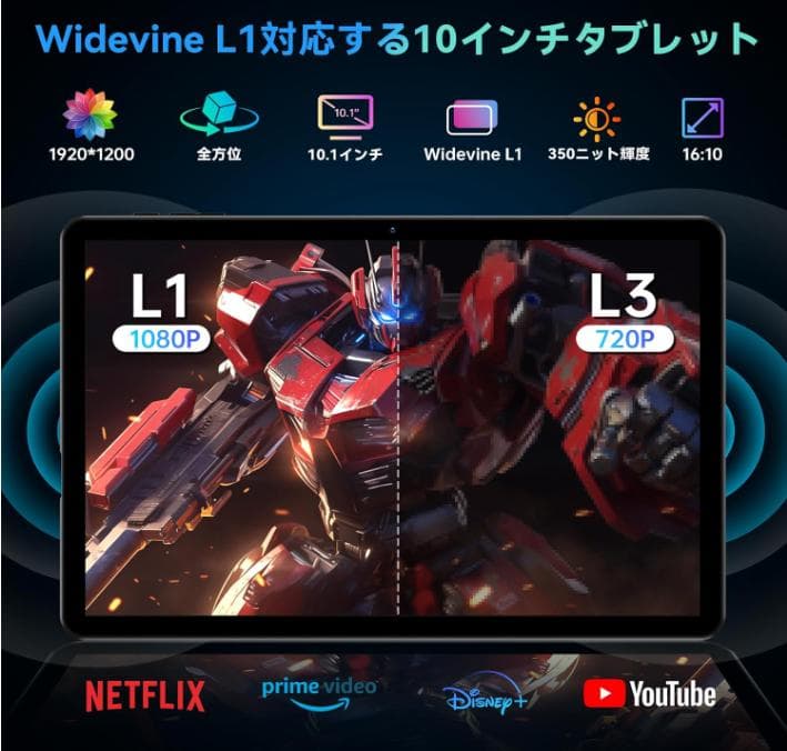 【＊ほぼ新品★】10.1インチFullHD　最新OS＊Android 15☆