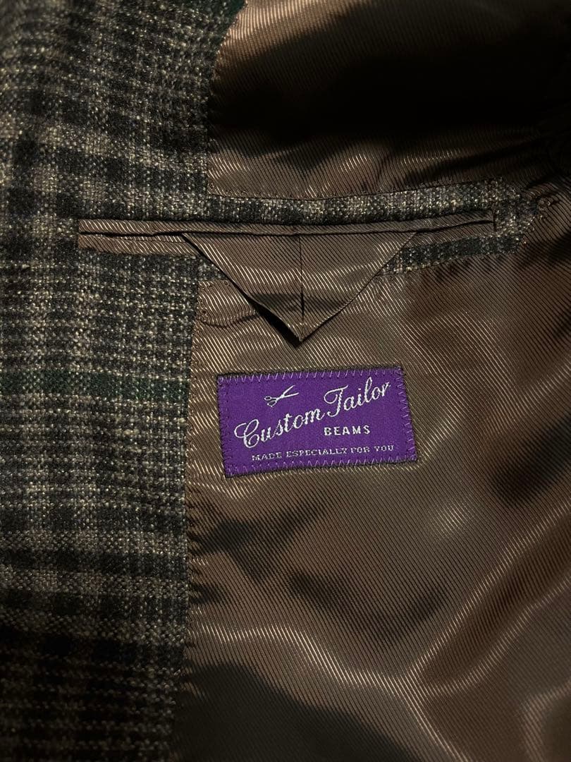 タイムセール　美品　カスタムテイラービームス　ツィードジャケット　46　ブラウン