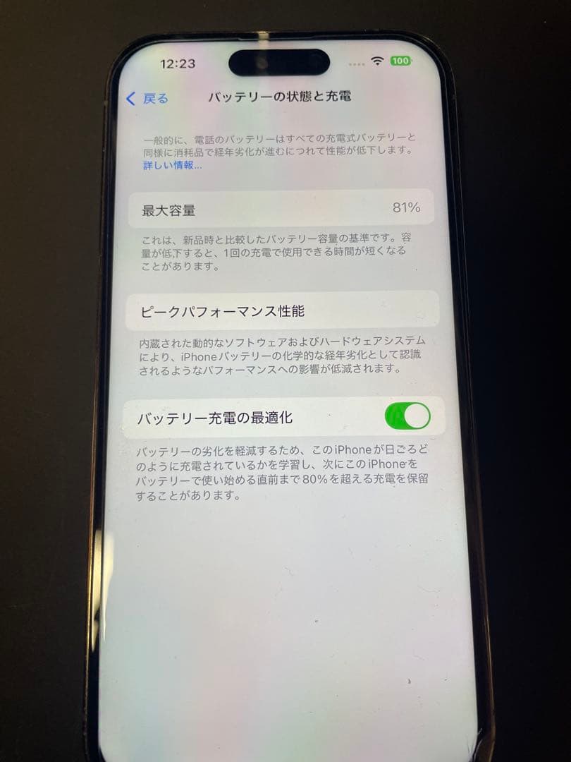 iPhone 14 Pro 本体 バッテリー81% 背面割れ
