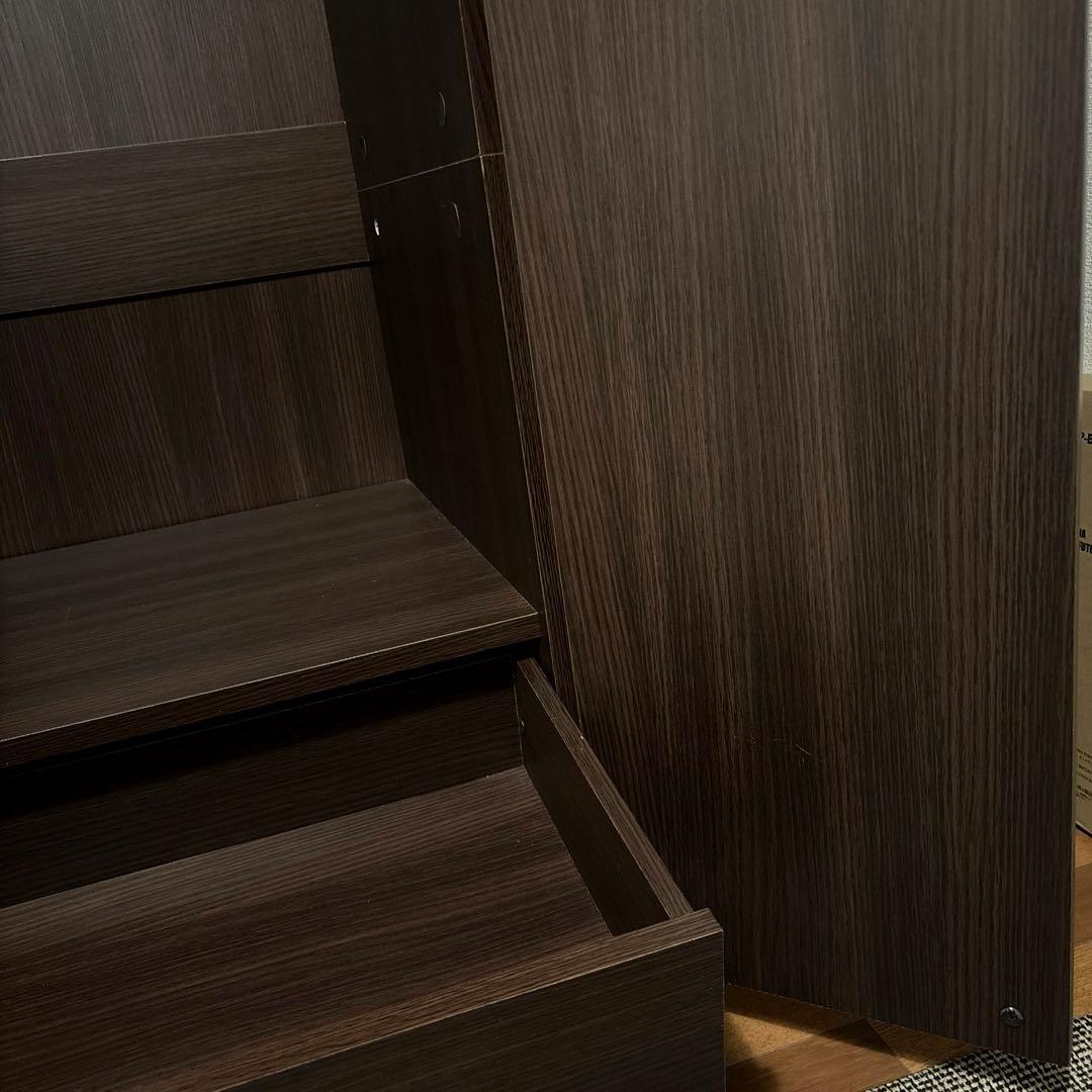 【1月27日まで】ダークブラウン クローゼット ワードローブ2ドア 引き出し付き