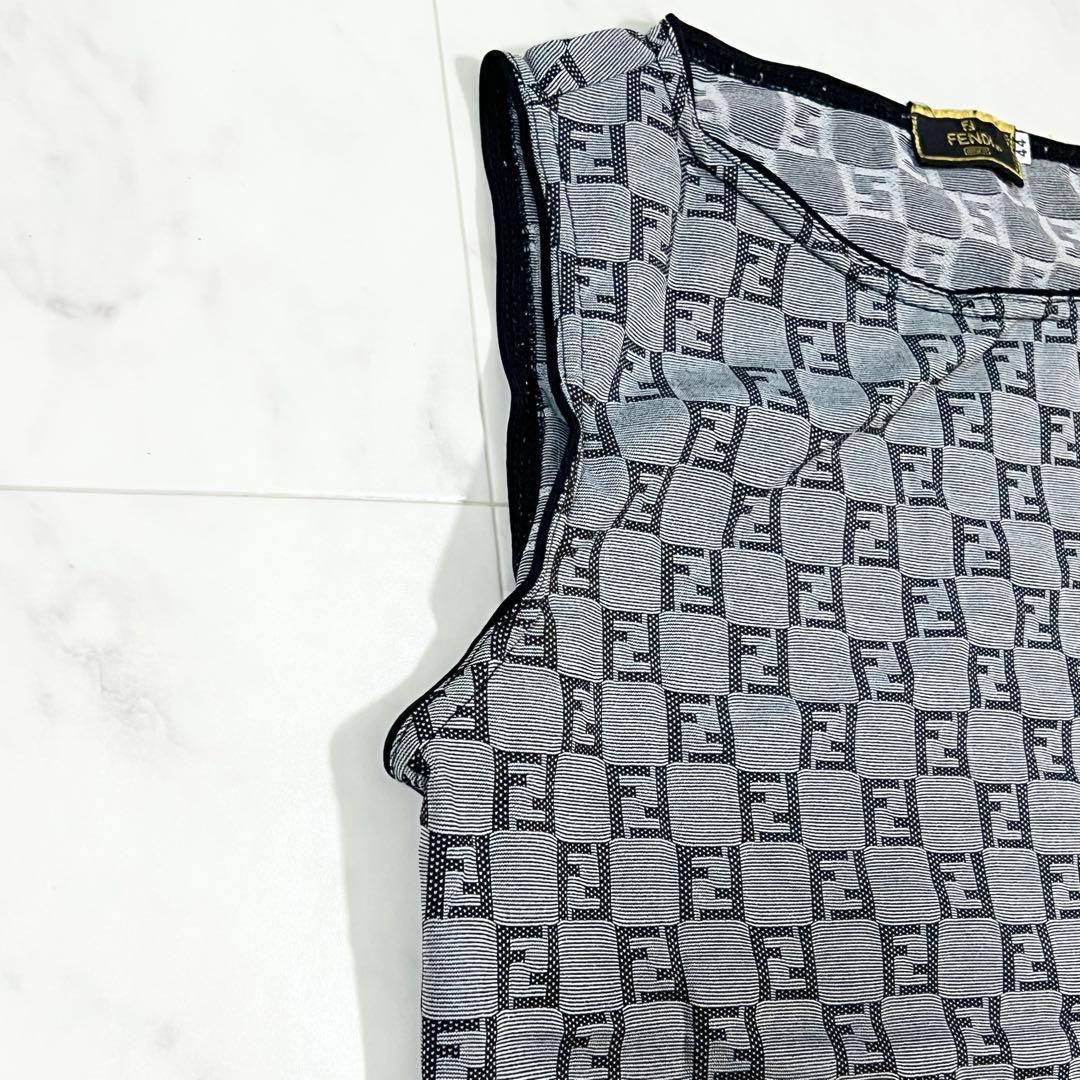 FENDI ズッカ柄 総柄 ノースリーブ トップス 44 M相当 グレー