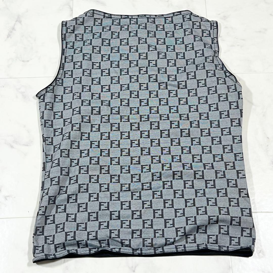 FENDI ズッカ柄 総柄 ノースリーブ トップス 44 M相当 グレー