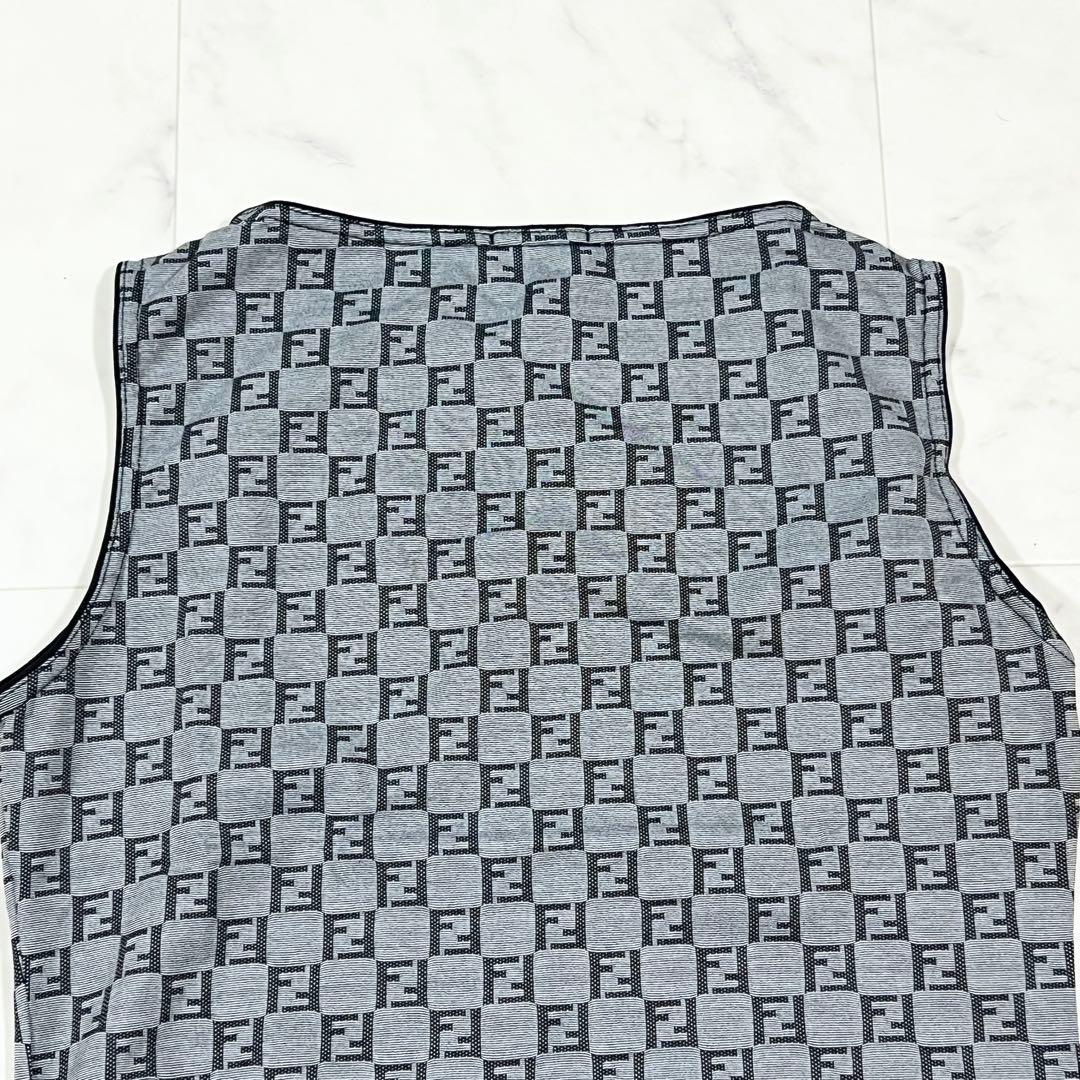 FENDI ズッカ柄 総柄 ノースリーブ トップス 44 M相当 グレー