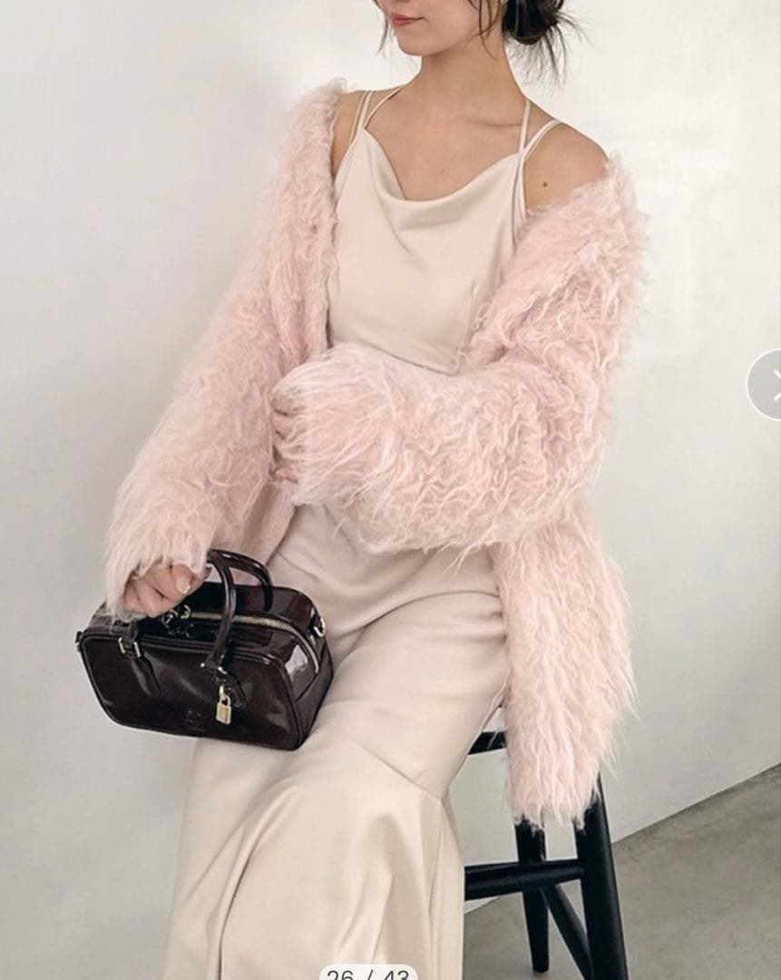 新品　SNIDEL シャギーカーディガン　ピンク