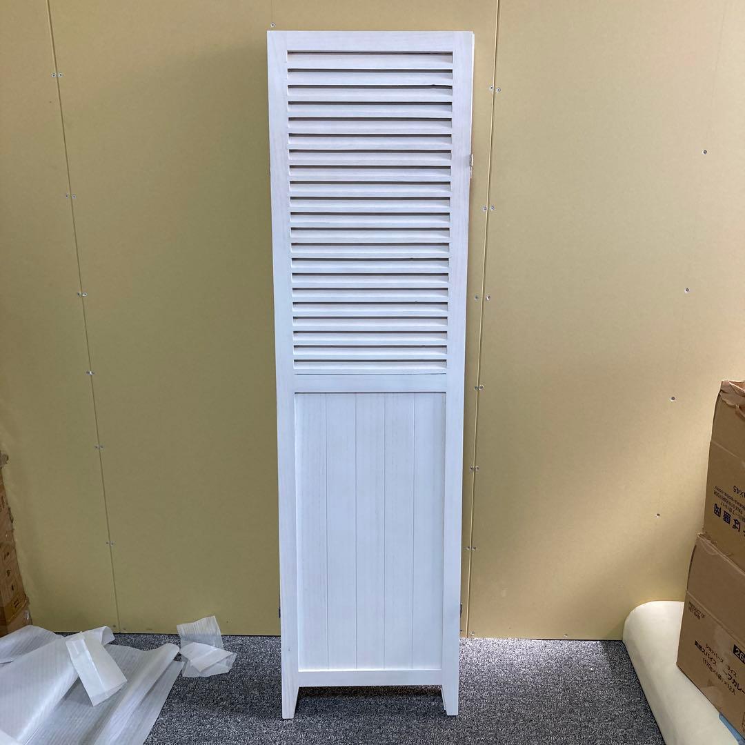 萩原 パーテーション4連 完成品 アンティーク調 高さ148アンティークホワイト