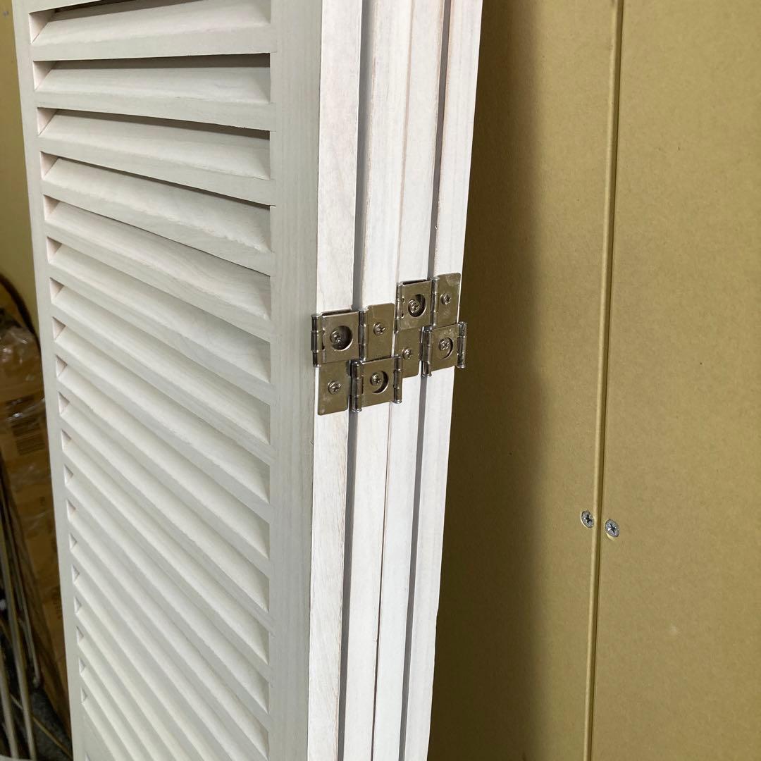 萩原 パーテーション4連 完成品 アンティーク調 高さ148アンティークホワイト