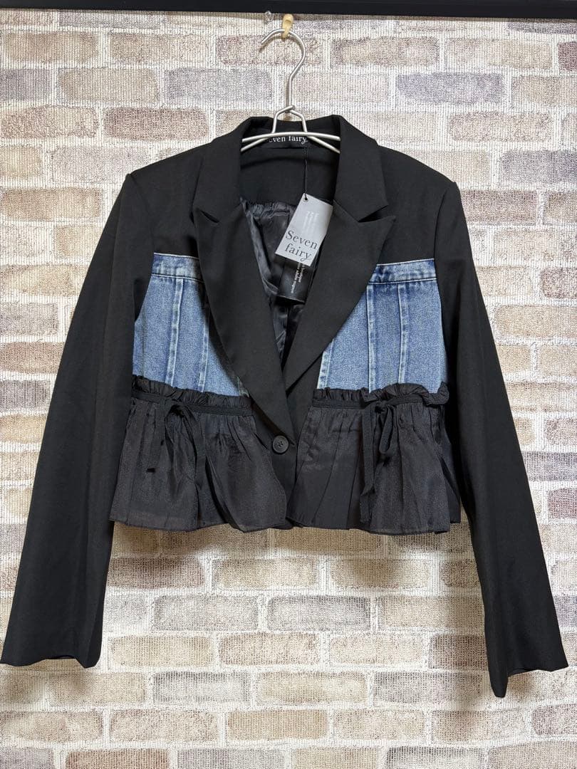 【seven fairy 】テーラードジャケット ブラック/デニム