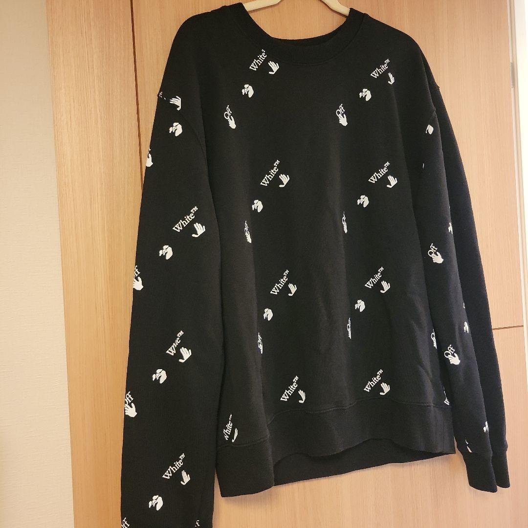 早いもの勝ち　オフホワイト ロゴプリントスウェット 黒　off-white