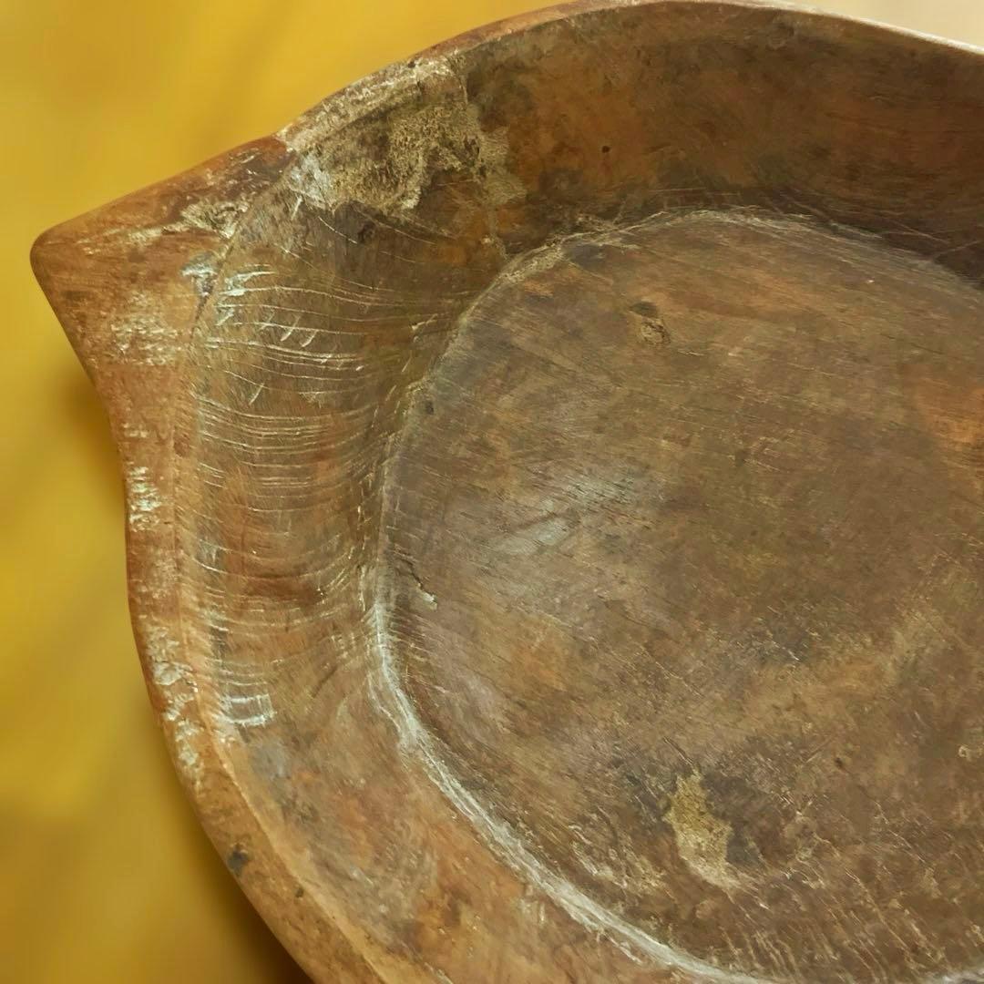 プリミティブ アンティーク ウッドボウル　トレイ　木製　ビンテージ