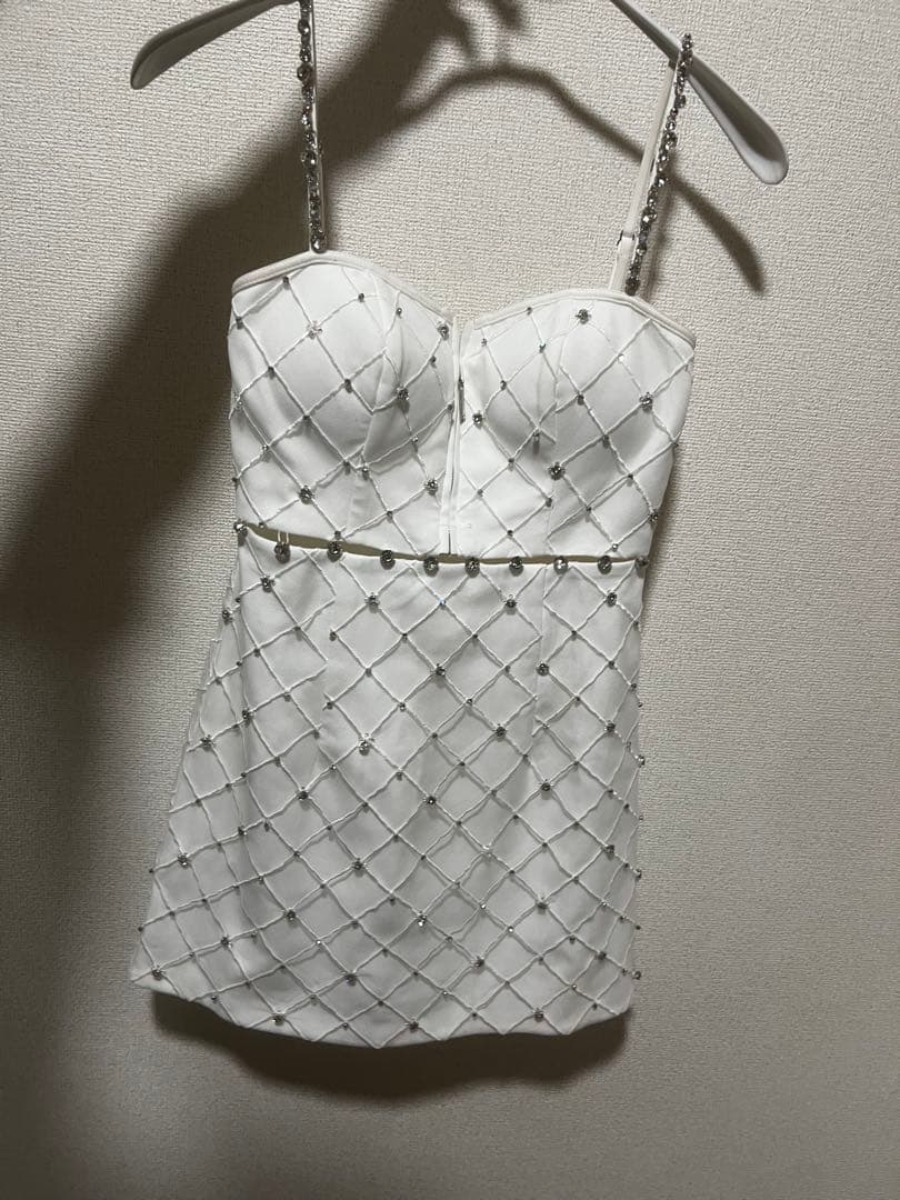 ROBE de FLEURS ホワイトタイトドレス