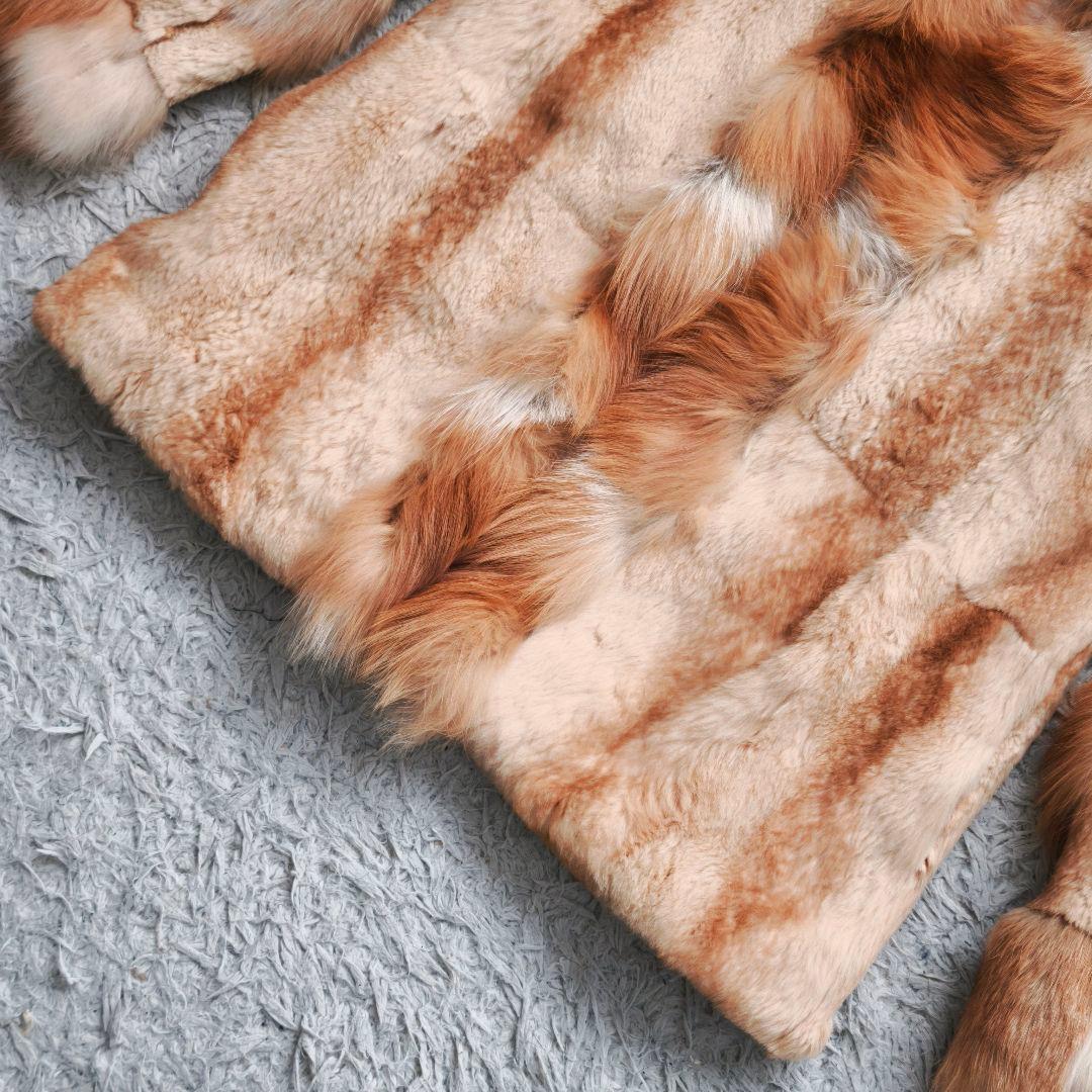 【希少 高級◎】総丈75 ゴールデン 毛皮 ファーコート M